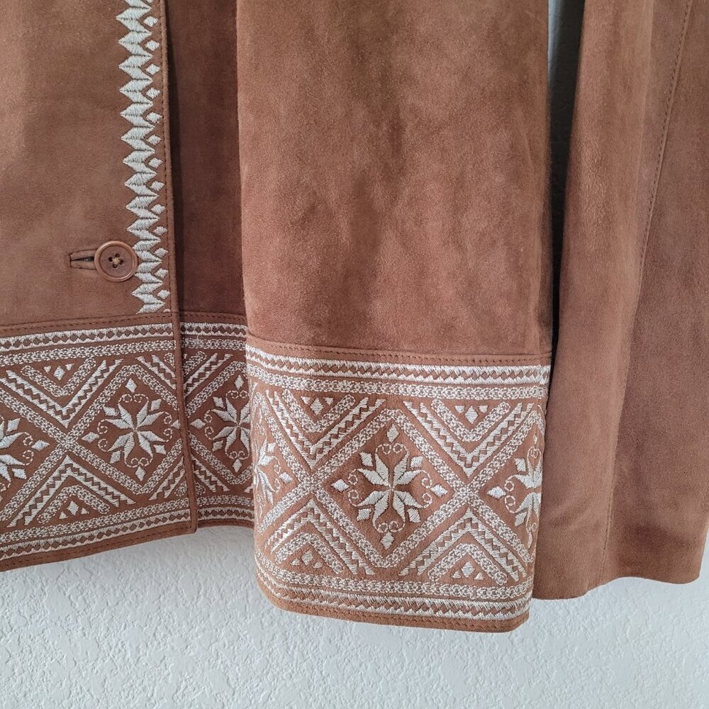 The Territory Ahead Womens 100% Genuine Leather Brown Jacket Sz Medium Western - Picture 7 of 9